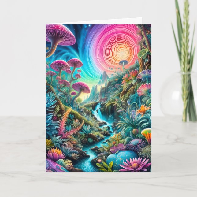 Enchanted Psychedelic Dreamscape Thank You Card (Front)