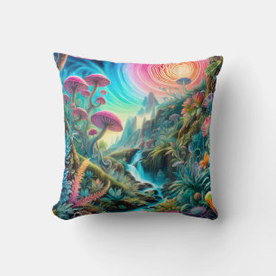 Enchanted Psychedelic Dreamscape Throw Pillow