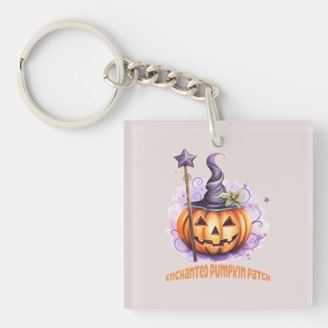 Enchanted Pumpkin Patch – Cute Jack-o’-Lantern Keychain (Front)