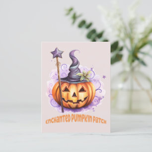 Enchanted Pumpkin Patch – Cute Jack-o’-Lantern Postcard