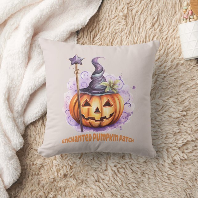 Enchanted Pumpkin Patch Throw Pillow (Blanket)