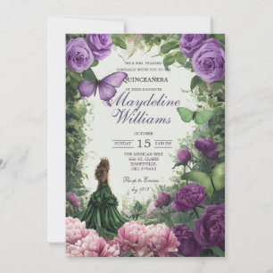 Enchanted Purple Butterfly Quinceañera Invitation