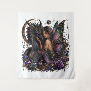 Enchanted Purple Dragon Goddess Tapestry