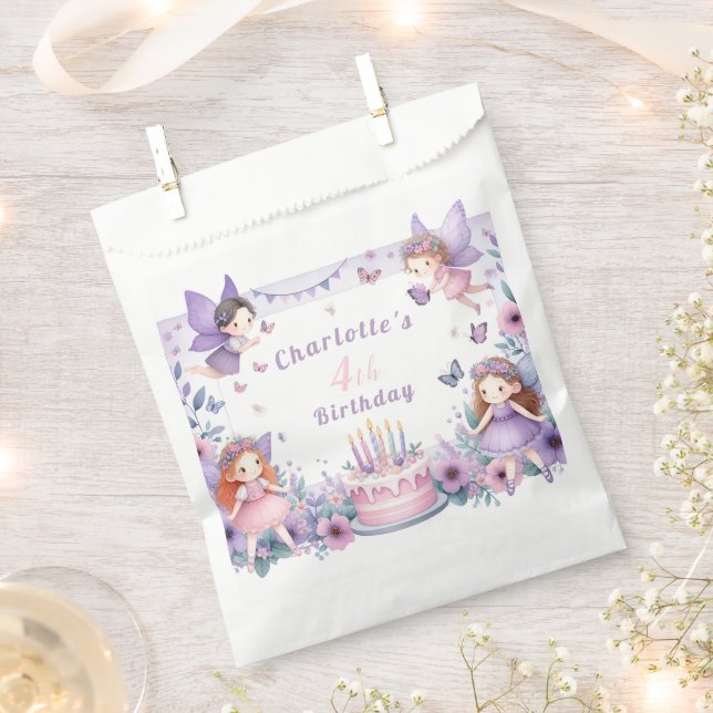 Enchanted Purple Fairy garden - Birthday  Favour Bag (Clipped)