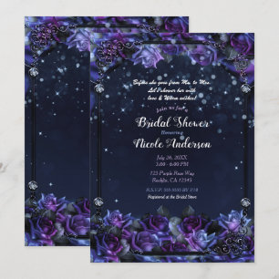 Enchanted Purple Fantasy Roses Bridal Shower Invitation