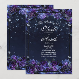 Enchanted Purple Fantasy Roses Garden Wedding  Invitation
