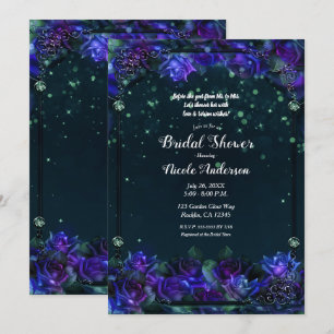 Enchanted Purple Green Garden Glow Bridal   Invitation