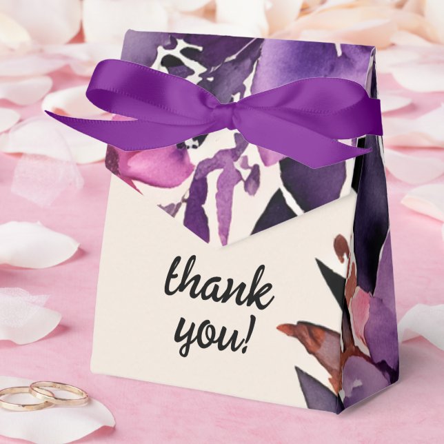 Enchanted Purple + Orange Floral Halloween Wedding Favor Box (Wedding)