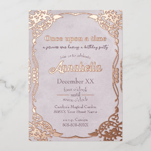 Enchanted Purple Rose Gold Fairy Tale Theme Foil Holiday Card