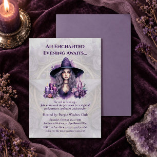 Enchanted Purple Witch Halloween Party Invitation