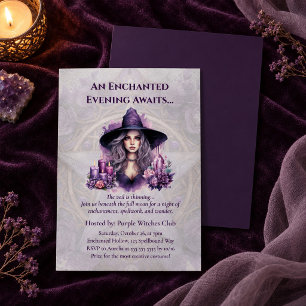 Enchanted Purple Witch Halloween Party Invitation