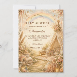 Enchanted Rainbow Boho Baby Shower Invitation