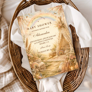 Enchanted Rainbow Boho Baby Shower Invitation