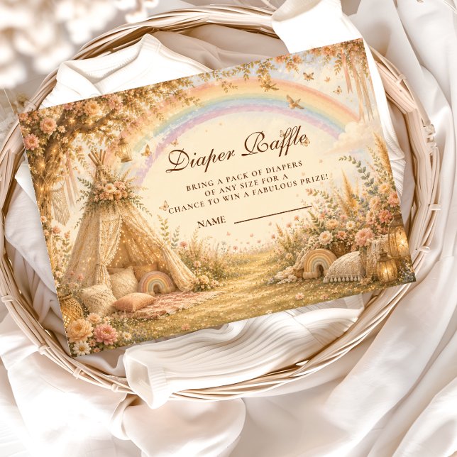 Enchanted Rainbow Boho Diaper Raffle Enclosure Card (Creator Uploaded)