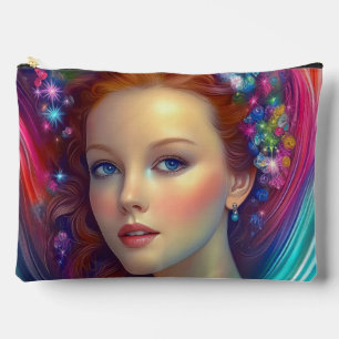 Enchanted Rainbow Hair Portrait Accessory Pouch