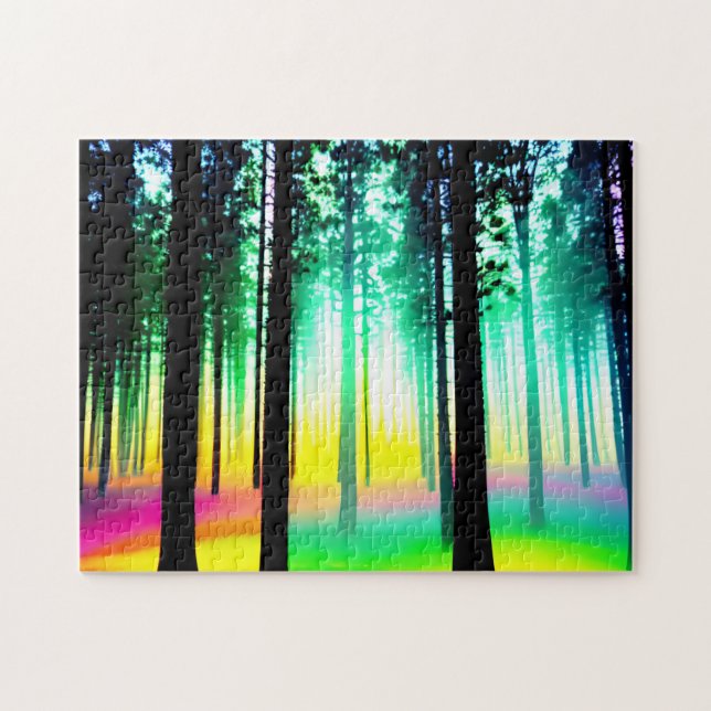 Enchanted Rainbow Pastel Magical Forest Jigsaw Puzzle (Horizontal)