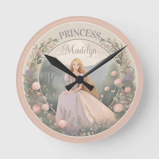 Enchanted Rapunzel Princess Round Clock (Front)