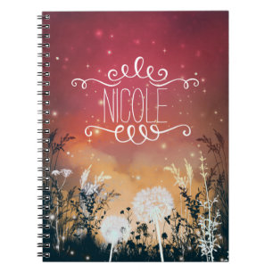 Enchanted Red Evening Sky Stars & Foliage Journal