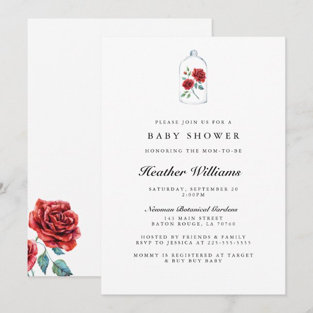 Enchanted Red Rose Baby Shower Invitation (Front/Back)