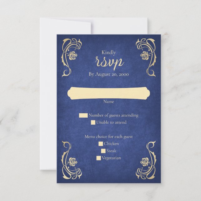 Enchanted Rose Castle Wedding RSVP Card (Front)