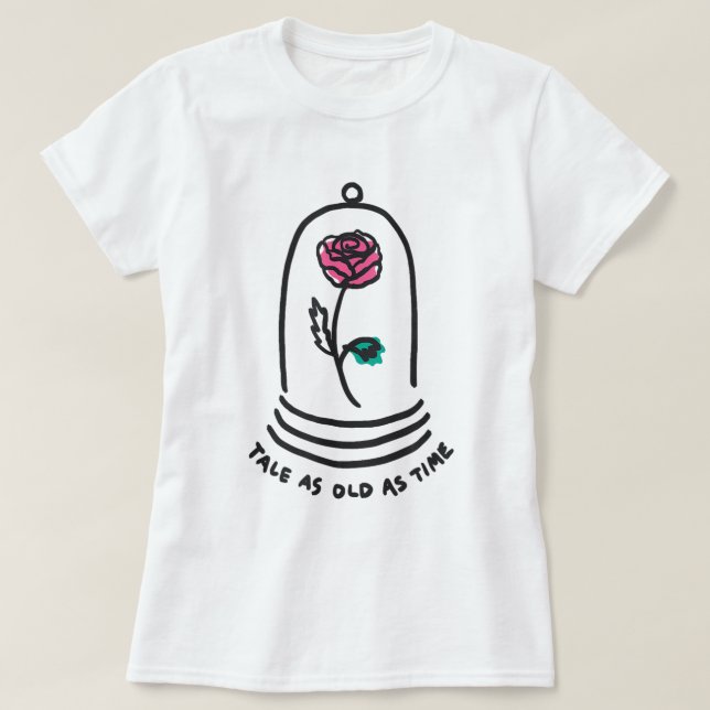 Enchanted Rose Fairy Tale Quote Romantic Art T-Shirt (Design Front)