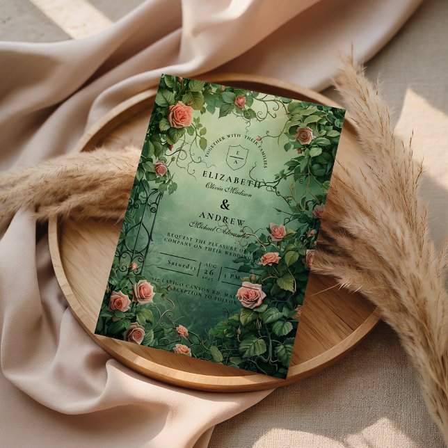 Enchanted Rose Garden Gate Wedding Invitation (Creator Uploaded)