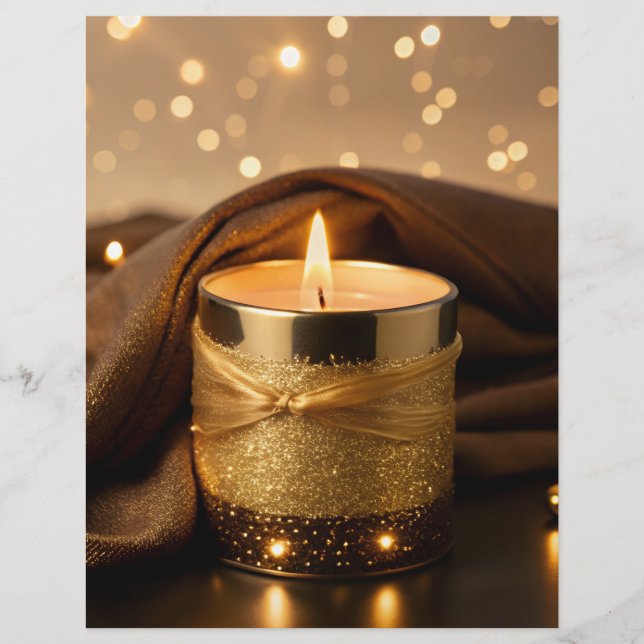 Enchanted Rose-Gold Glitter Candle Letterhead (Front)
