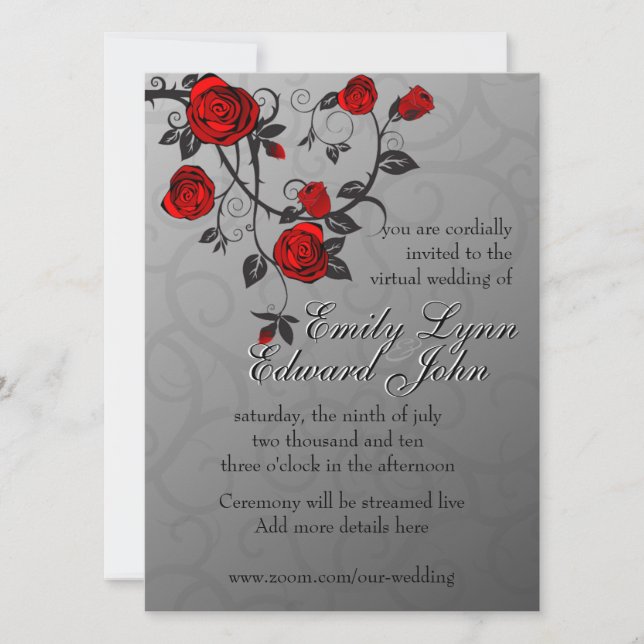 Enchanted Roses Virtual Wedding Invitation (Front)