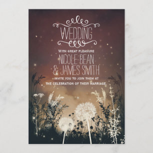 Enchanted Rustic Night Sky Stars & Foliage Wedding Invitation