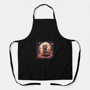 Enchanted Sakura_ Black Cat, Great Wave, and Pumpk Apron