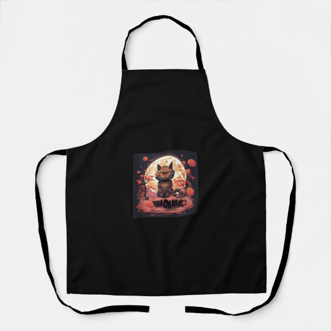 Enchanted Sakura_ Black Cat, Great Wave, and Pumpk Apron (Front)