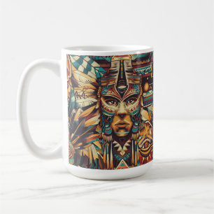 Enchanted Sapphire "Mesoamerican Motif" Ceramic Cl Coffee Mug