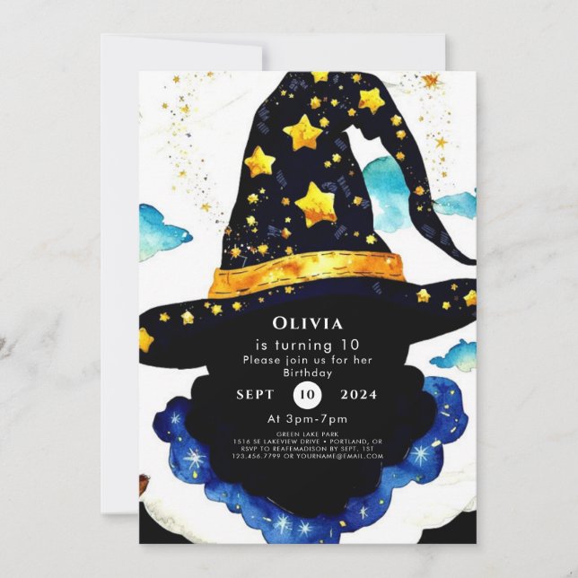 Enchanted Simple Children's Wizard Birthday Invitation (Front)