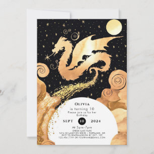 Enchanted Simple Dragon Birthday Invitation