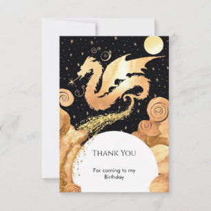 Enchanted Simple Dragon Birthday Thank You Card