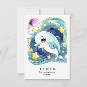 Enchanted Simple Underwater Dolphin Birthday Thank You Card