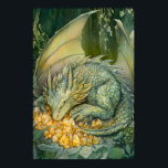 Enchanted Sleeping Dragon Crystals Poster<br><div class="desc">An illustrated emerald forest them with a sleeping dragon guarding golden crystals. 
Poster art for a magical vibe in your decor. Kids love fantasy that sparks their imagination. An imaginative world that inspires adventures. This poster in print form only. No digital download. This version is a large 16x24".</div>