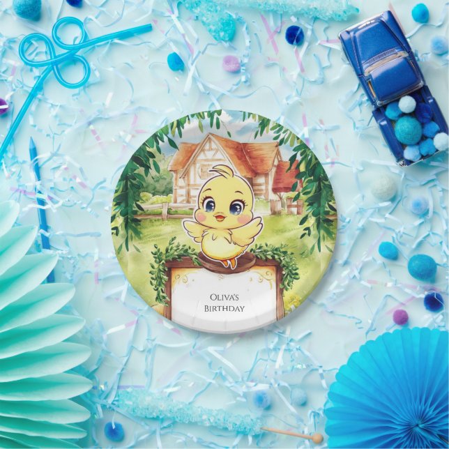 Enchanted Small Chicken Birthday Paper Plate (Party)