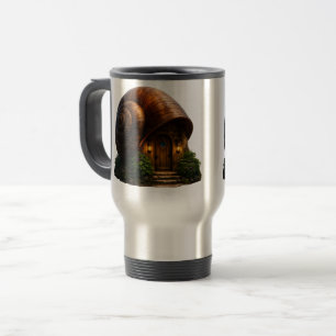 Enchanted snail shell forest cottage whimsical fan travel mug