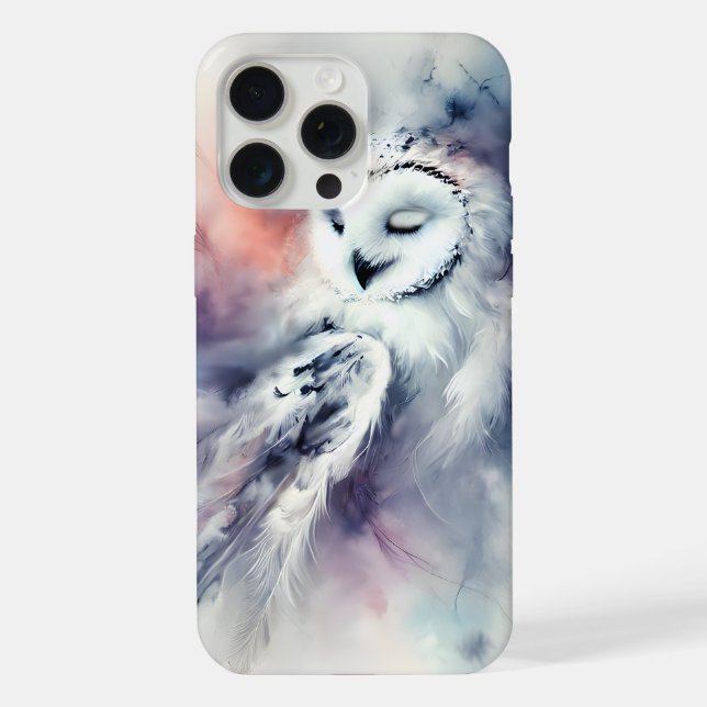 Enchanted Snowy Owl in Watercolor iPhone Case (Back)