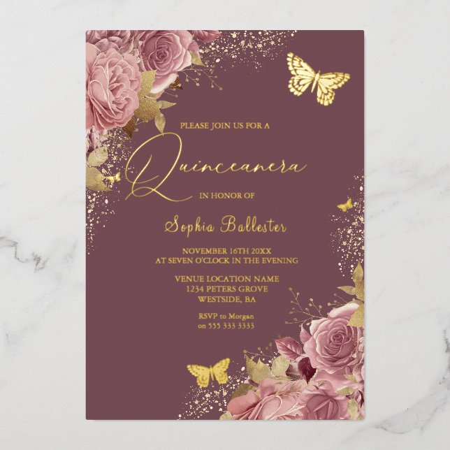 Enchanted Sophia Butterfly Quinceanera Golden (Front)