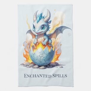 Enchanted Spills Blue Dragon Kitchen Towel
