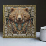 Enchanted Spirit Bear Personalized Name Tile<br><div class="desc">Immerse yourself in the captivating aura of our Enchanted Spirit Bear Ceramic Tile. Crafted with care, the tile showcases a bear adorned with tribal jewels, embodying the spirit of happycore aesthetic and carpet punk culture. This radiant bear symbolizes the protective, loving spirits of cherished family members, friends, or loved ones...</div>