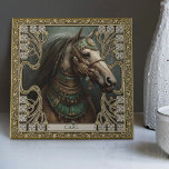 Enchanted Spirit Horse Personalized Tile<br><div class="desc">Immerse yourself in the mystical allure of our Enchanted Spirit Horse Ceramic Tile. Adorned in a tribal jewel motif and rendered with an infusion of happycore and carpet punk aesthetics, this ceramic tile portrays a majestic horse – a powerful spirit animal symbolizing strength, freedom, and wisdom. The artwork exhibits symmetrical...</div>