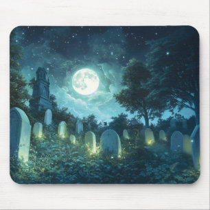 Enchanted spooky cemetery mouse pad