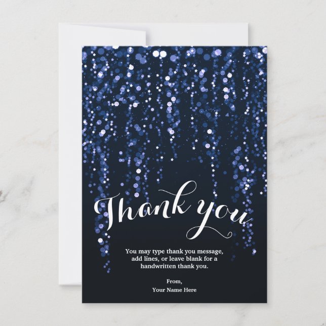 Enchanted Star Lights Blue Violet Thank You Invitation (Front)