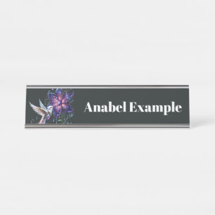 Enchanted Steampunk Hummingbird Desk Name Plate