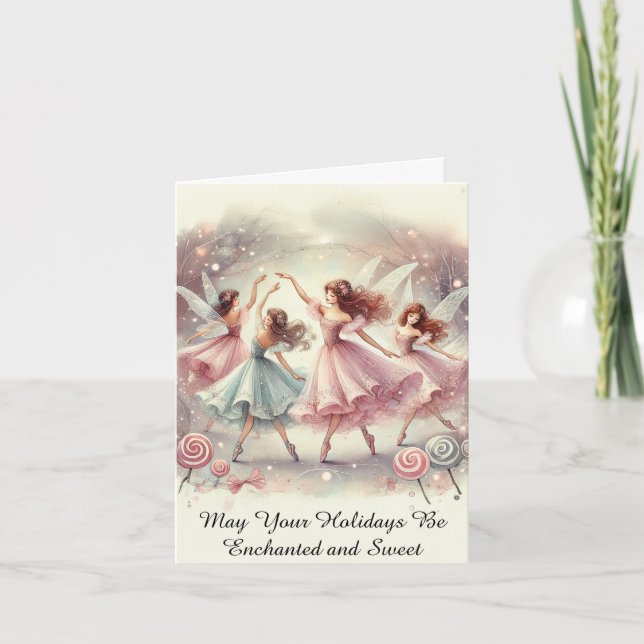 Enchanted Sugar Plum Fairies Holiday Card (Front)