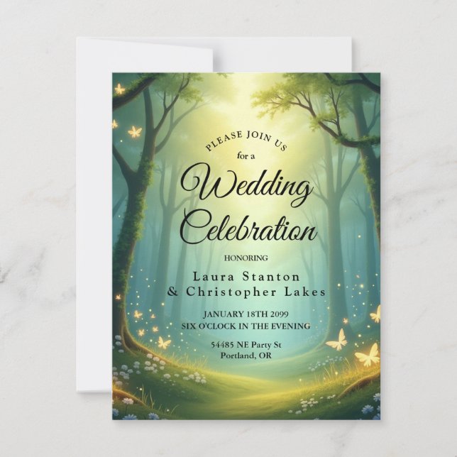 Enchanted Sunlit Glimmer Grove Invitation (Front)