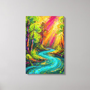 Enchanted Sunlit River Abstract Impressionist   Canvas Print